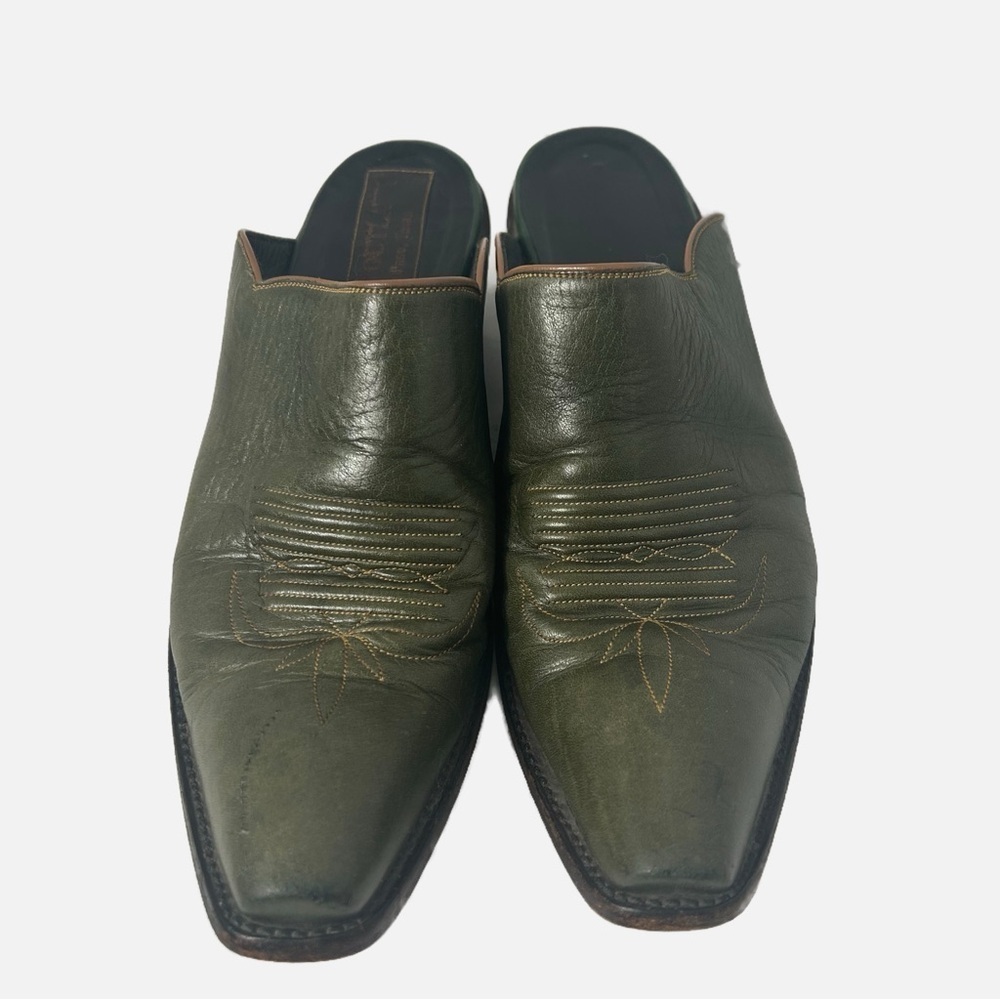 Tres Outlaws Women’s Handmade Embroidered Leather Pointed Toe Mules Western